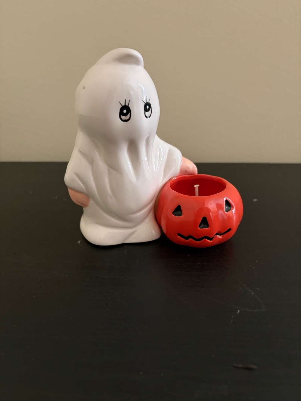 White Ghost Ceramic Tealight Holder Halloween decor